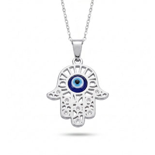 925 Silver Hamsa Hand and Evil Eye Necklace from Stonebridge Imports