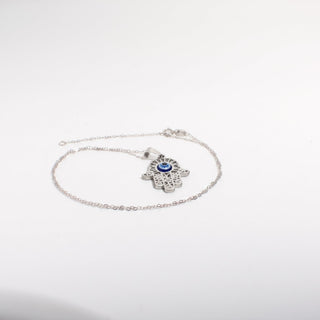 925 Silver Hamsa Hand and Evil Eye Necklace from Stonebridge Imports