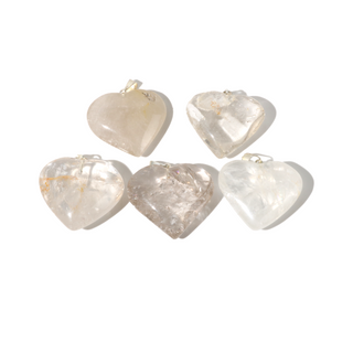 Clear Quartz B Heart Pendant - Pack of 5 - 1"    from The Rock Space