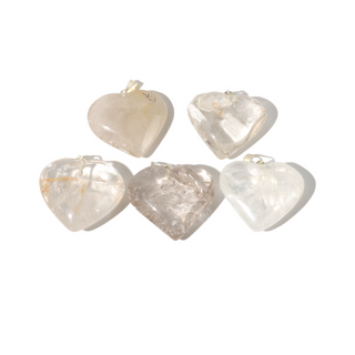 Clear Quartz B Heart Pendant - Pack of 5 - 1" from The Rock Space