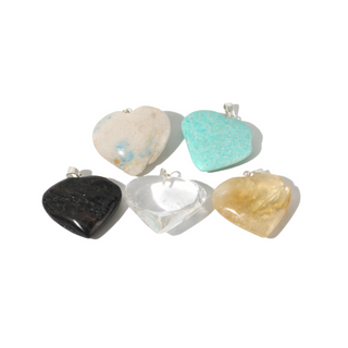 Mixed Stone B Heart Pendant - Pack of 5 - 1" from The Rock Space