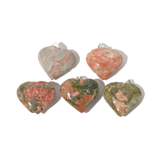 Imperfect Unakite Heart Pendant - Pack of 5 - 1"    from The Rock Space