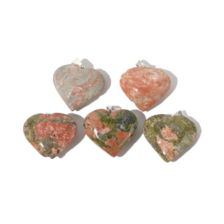 Imperfect Unakite Heart Pendant - Pack of 5 - 1" from The Rock Space
