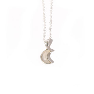 Rainbow Moonstone Moon Pendant with Chain    from Stonebridge Imports