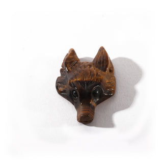 Gold Tiger Eye Wolf Head Drilled Pendant    from The Rock Space