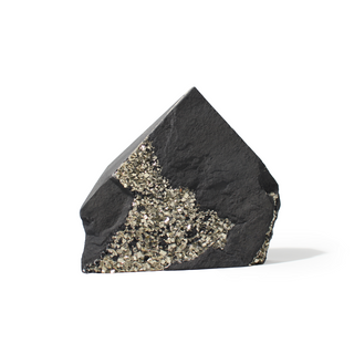 Pyrite on Basalt Cut Base Point - 2 1/2" to 5"