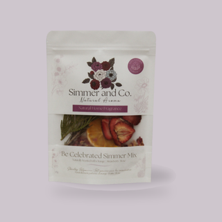 Simmer and Co Be Celebrated Simmer Pot Mix pouch - natural orange, strawberry and rose stovetop potpourri