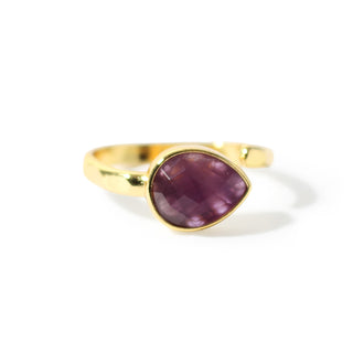 Amethyst Faceted Drop Ring - Adjustable Gold-Plated from The Rock Space