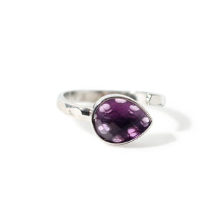 Amethyst Faceted Drop Ring - Adjustable Silver-Plated from The Rock Space