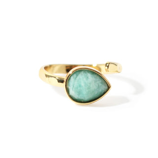 Amazonite Faceted Drop Ring - Adjustable from The Rock Space