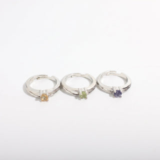 Silver Plated Adjustable Rings - Assorted Stone Type - 3 Pack Split Shank Solitaire from Stonebridge Imports