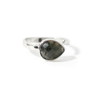 Labradorite Faceted Drop Ring - Adjustable Silver Plated from The Rock Space