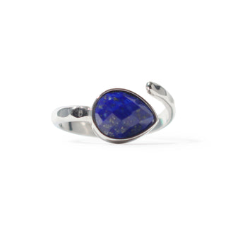 Lapis Lazuli Faceted Drop Ring - Adjustable Silver Plated from The Rock Space