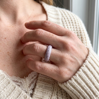Lepidolite Ring Carved - Size 8 from Stonebridge Imports