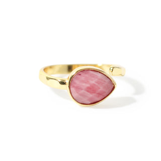 Rhodonite Faceted Drop Ring - Adjustable Gold Plated from Stonebridge Imports