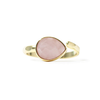 Rose Quartz Faceted Drop Ring - Adjustable from The Rock Space