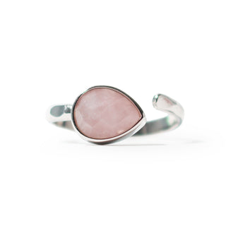 Rose Quartz Faceted Drop Ring - Adjustable from The Rock Space