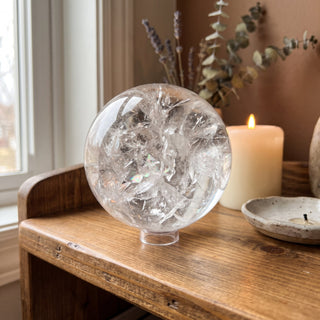 Clear Quartz Sphere Unique #18 - 6 1/4" from Stonebridge Imports