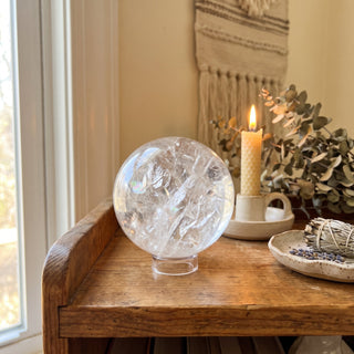 Clear Quartz Sphere Unique #19 - 6" from Stonebridge Imports