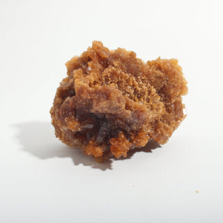 2" — Natural Citrine - Morocco, a rounded orange-brown cluster with a sugary crystalline centre and darker crystal edges, photographed on a clean white background. Stonebridge Imports.