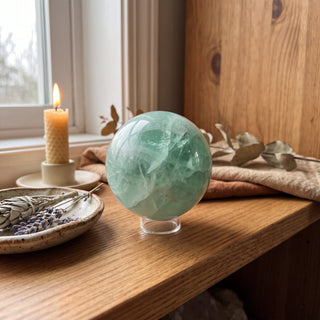 Fluorite Green and Purple Sphere Unique #16 - 3" from The Rock Space