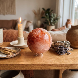 Fire Quartz and Rose Quartz Sphere Unique #1 from Stonebridge Imports
