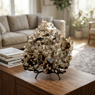 Smoky Quartz Cluster on Iron Stand U#6 - 42" from Stonebridge Imports