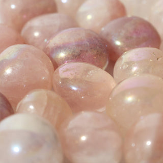 Rainbow Aura Rose Quartz Tumbled Stones from The Rock Space