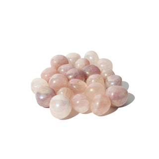 Rainbow Aura Rose Quartz Tumbled Stones from The Rock Space