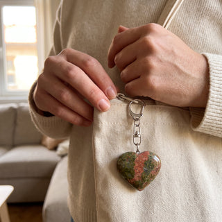 Unakite Heart Charm - 1" from The Rock Space