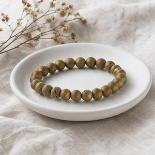 Agate Druzy Electroplated Gold Round Bracelet - 8mm (Enhanced) from The Rock Space