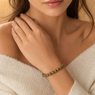 Agate Druzy Electroplated Gold Round Bracelet - 8mm (Enhanced) from The Rock Space