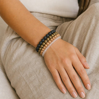 Agate Druzy Electroplated Gold Round Bracelet - 8mm (Enhanced) from The Rock Space