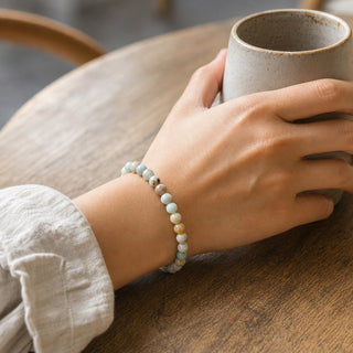 Mixed Amazonite bead bracelet, lifestyle photo