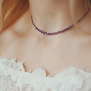 Amethyst Bead Necklace - 2-3mm from The Rock Space
