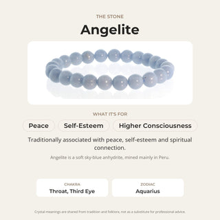 Angelite Round Bracelet - 8mm from The Rock Space