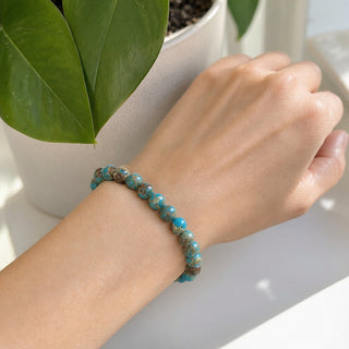 Blue Impression Jasper Round Bracelet - 8mm (Enhanced) from The Rock Space