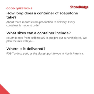 Soapstone for Carving - 44,000lb container load from The Rock Space