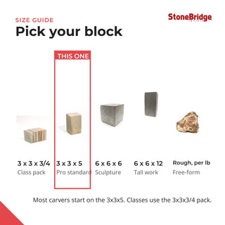 Soapstone for Carving Block - 3x3x5" from The Rock Space