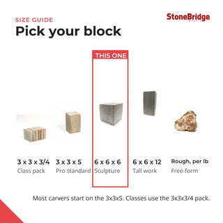 Soapstone for Carving Block - 6x6x6 from The Rock Space