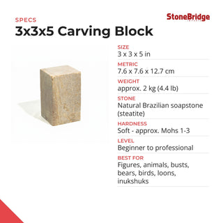 Soapstone for Carving Block - 3x3x5" from The Rock Space