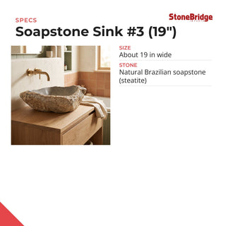 Soapstone Sink Unique #3 - 19" Wide from The Rock Space