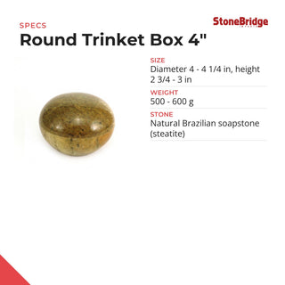 Soapstone Trinket Box - 4" Wide from The Rock Space