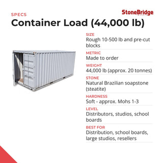 Soapstone for Carving - 44,000lb container load from The Rock Space