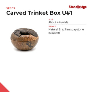 Soapstone Trinket Box - Carved - U#1 - 4" from The Rock Space