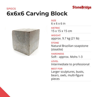 Soapstone for Carving Block - 6x6x6 from The Rock Space