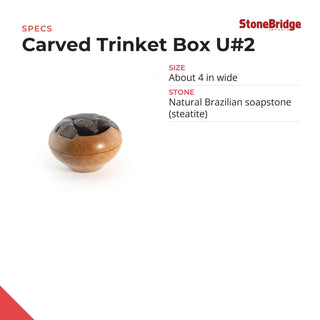 Soapstone Trinket Box - Carved - U#2 - 4" from The Rock Space