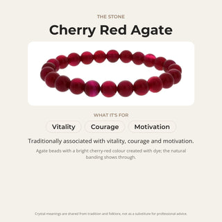 Agate Cherry Red Round Bracelet - 8mm (Enhanced) from The Rock Space