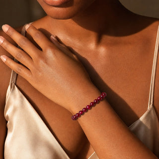 Agate Cherry Red Round Bracelet - 8mm (Enhanced) from The Rock Space