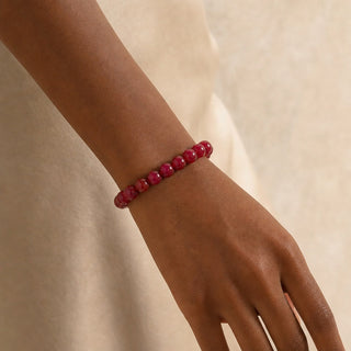Agate Cherry Red Round Bracelet - 8mm (Enhanced) from The Rock Space